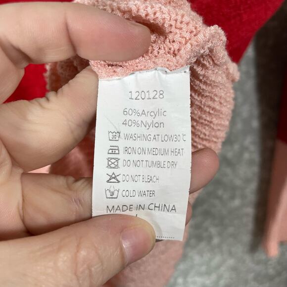 C+D+M Women's White, Red, & Pink Colorblock Sweater - Size Large - Cozycore Top - Picture 5 of 6